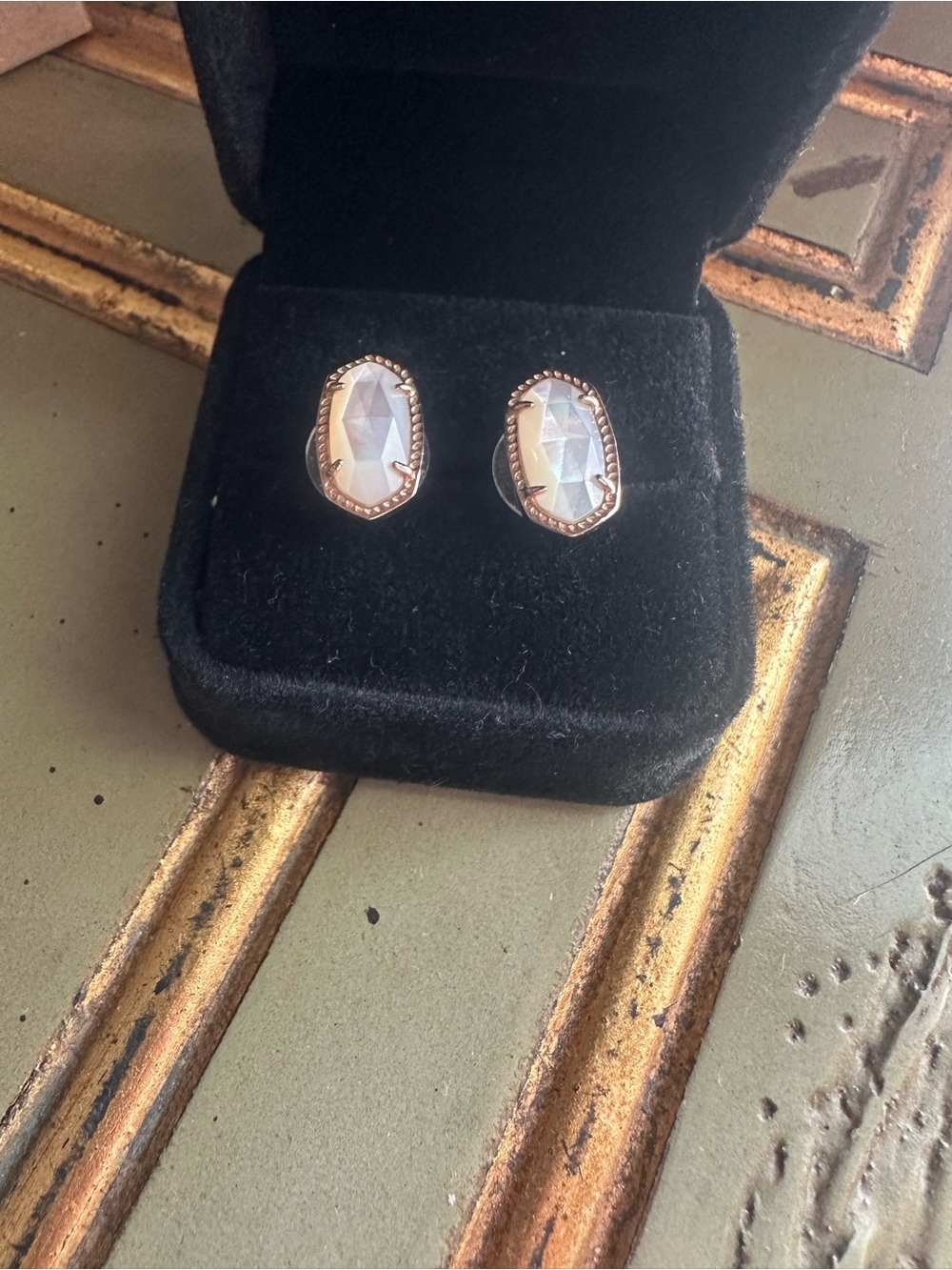 Kendra Scott Rose Gold Faceted White Stone Studs